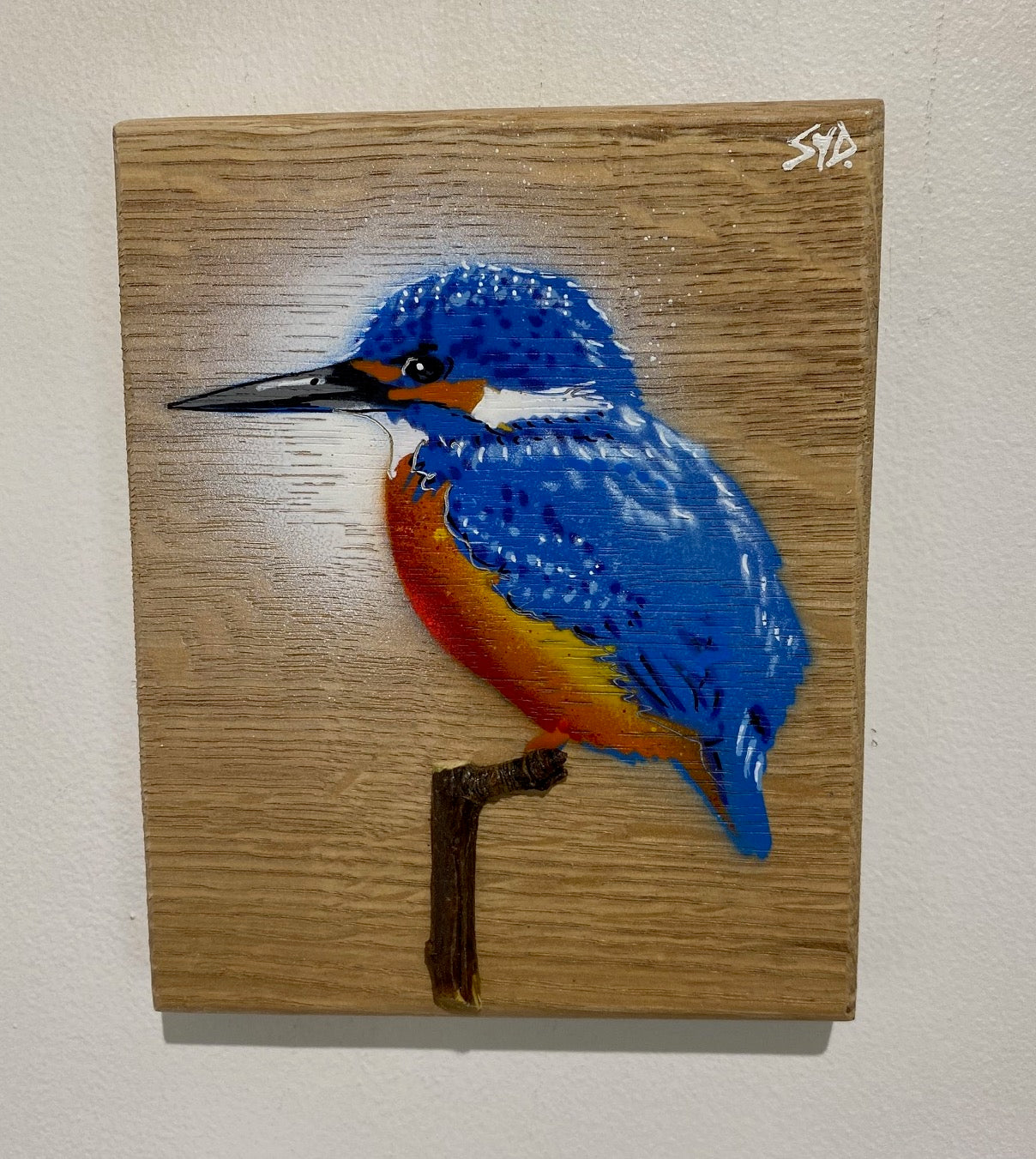 'Kingfisher 2023' - On Oak wood - New Limited Edition Signed artwork size 13 x 17cm No. 2