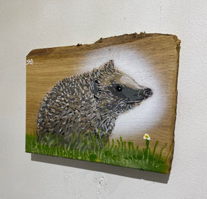 Hedgehog on Oak - New for 2024 - 19 x 15cm