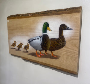 Family Quackers on Ash wood - 50 x 34cm - Signed Limited edition artwork