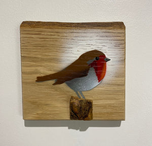 Robin 2024 on English Oak - 13 x 12cm approx size - Handmade Christmas gift