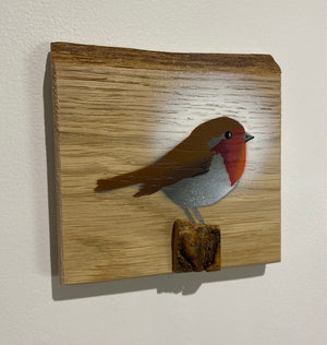 Robin 2024 on English Oak - 13 x 12cm approx size - Handmade Christmas gift