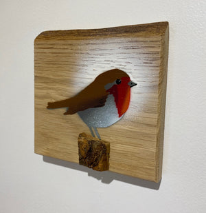 Robin 2024 on English Oak - 13 x 12cm approx size - Handmade Christmas gift