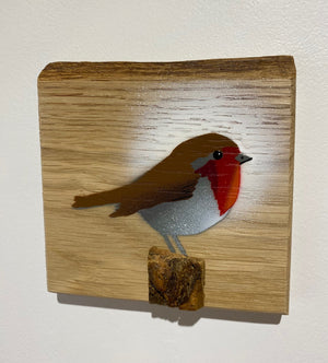 Robin 2024 on English Oak - 13 x 12cm approx size - Handmade Christmas gift