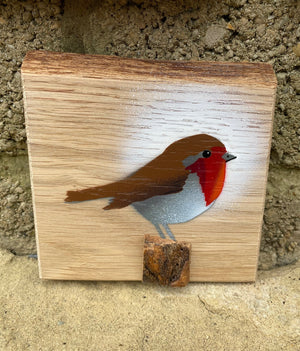 Robin 2024 on English Oak - 13 x 12cm approx size - Handmade Christmas gift