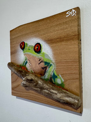 Tree Frog new artwork for 2025 on Elm - Number 57 from Limited Edition - 16 x 17cm