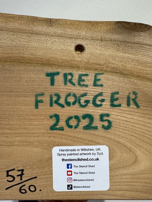 Tree Frog new artwork for 2025 on Elm - Number 57 from Limited Edition - 16 x 17cm