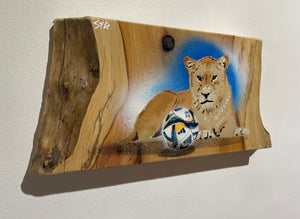 Lionesses 2023 - Number 2 on Yew Wood - 12 x 24cm Approx