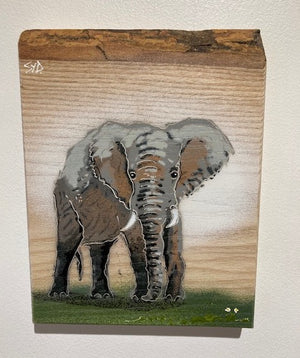 Elephant 2022 - Signed limited edition artwork on Ash wood - size 16 x 21cm - Back in stock!