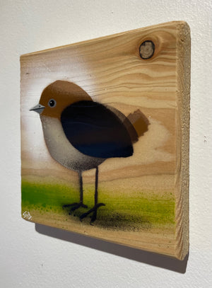 Cheep Bird - New for 2022 - Signed Limited Edition on Pine wood - 12 x 13cm