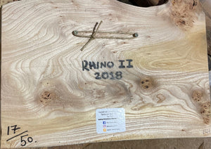Rhino - Artwork on Elm wood - Handmade and signed limited edition 34 x 23cm
