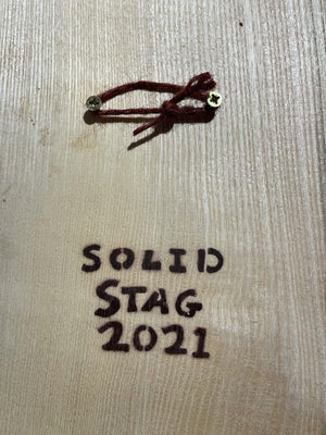 Solid Stag artwork design on Elm wood - 14 x 30cm Signed Artist's Choice