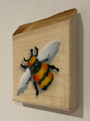 Micro Bumble Bee - Handmade on Sustainably Sourced Sycamore wood 8 x 7cm approx